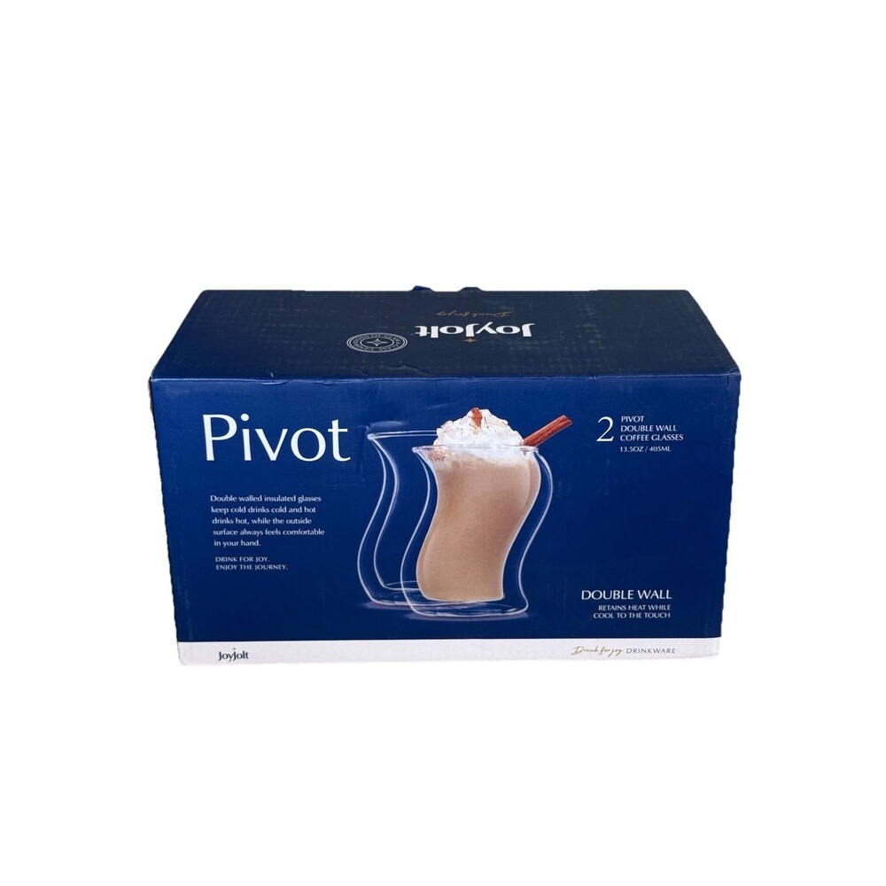 Joy Jolt Pivot Double Wall 13.5 Oz Glasses – Set of 2 NEW IN BOX